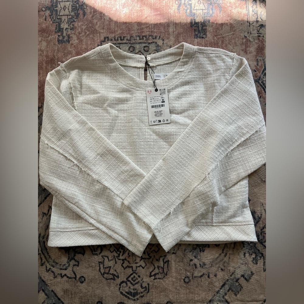 Zara Off-White Textured Girl’s Top
